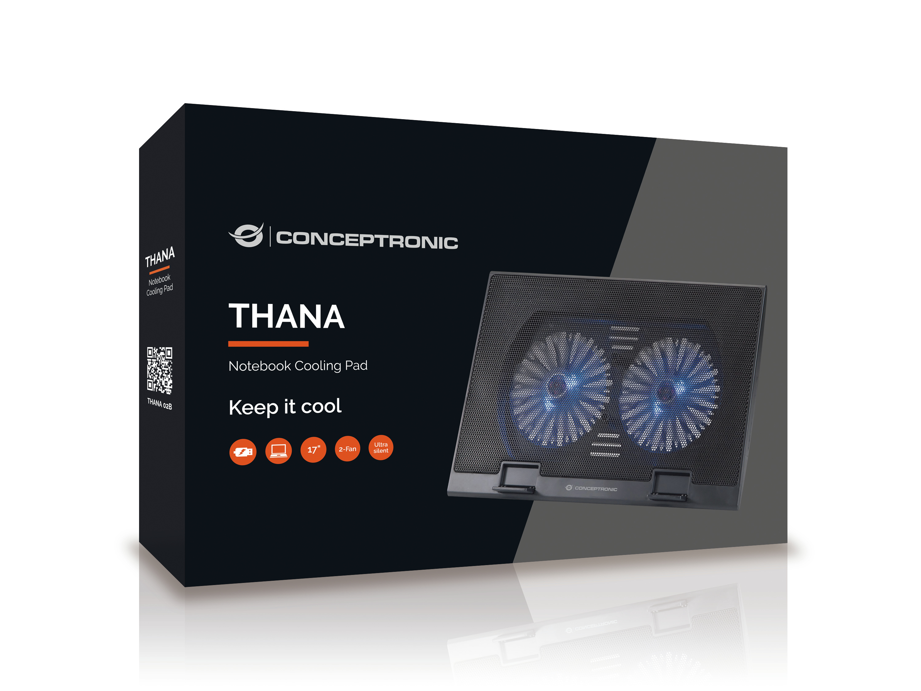 Conceptronic Thana 02B Notebook-Kühlpad 17" Schwarz