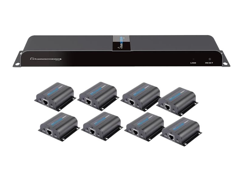Techly HDMI Extender/Splitter 1x8 über CAT6/6a/7 bis 50 m mit IR-Passback und PoE Schwarz