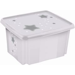 keeeper Aufbewahrungsbox karolina "Stars", 30 Liter Dreh-/Stapelbox mit Deckel, aus PP, nordic-white, mit - 1 Stück (1224251919600)