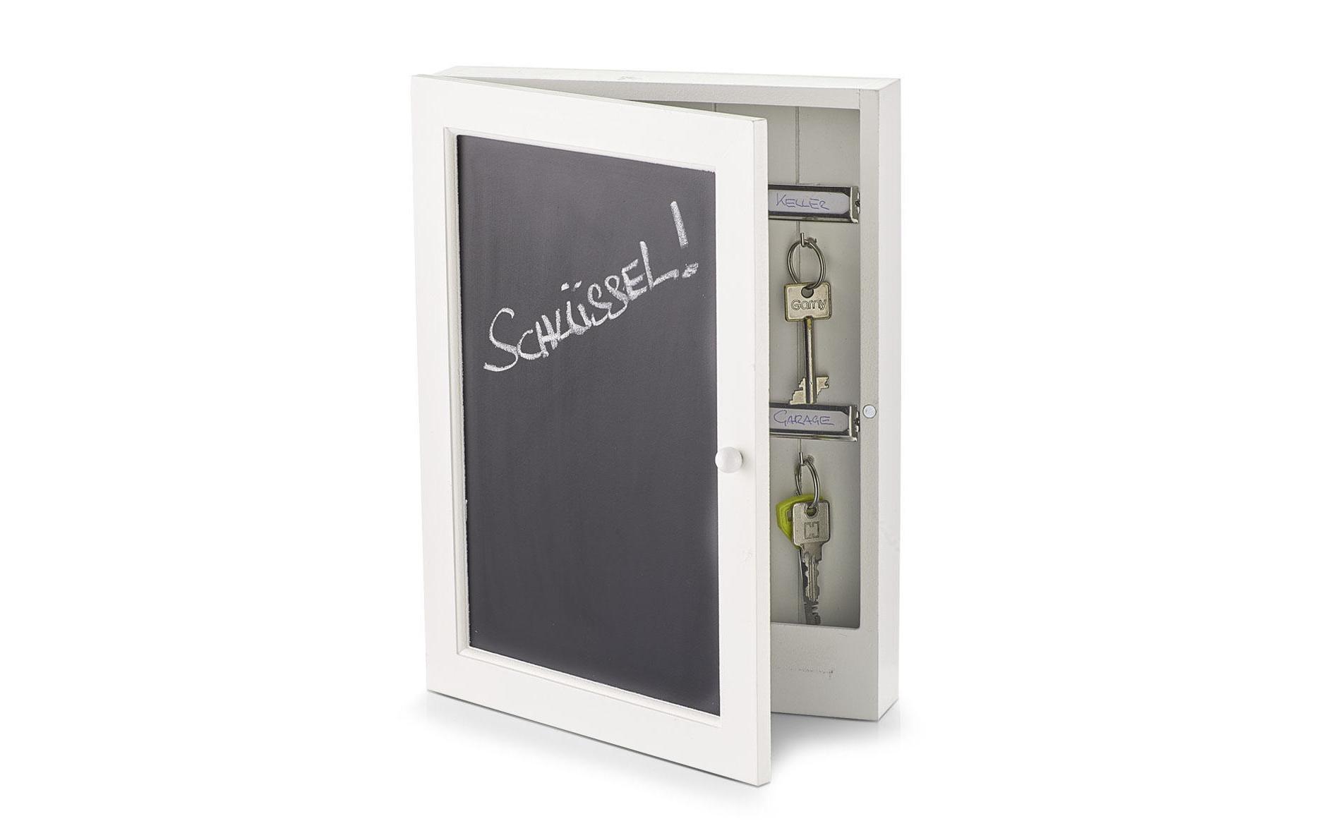 Zeller Present 15124 Schlüsselkasten mit Tafel MDF 6 Haken Schwarz/Weiß