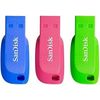 SanDisk Cruzer Blade - USB-Flash-Laufwerk - 16 GB - USB 2.0 - Blau, grün, pink (Packung mit 3)