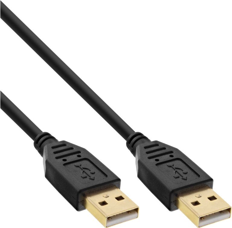 INLINE ® USB 2.0 Kabel, A an A, schwarz, Kontakte gold, 2m