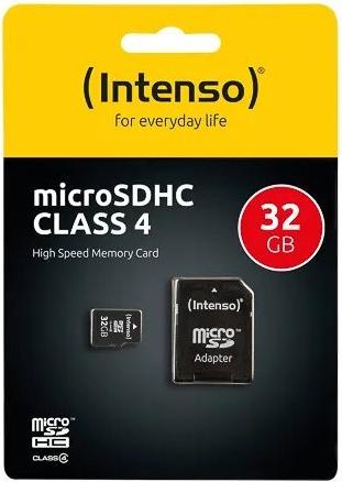Intenso microSDHC Karte 32 GB Class 4 inkl. SD-Adapter Schwarz