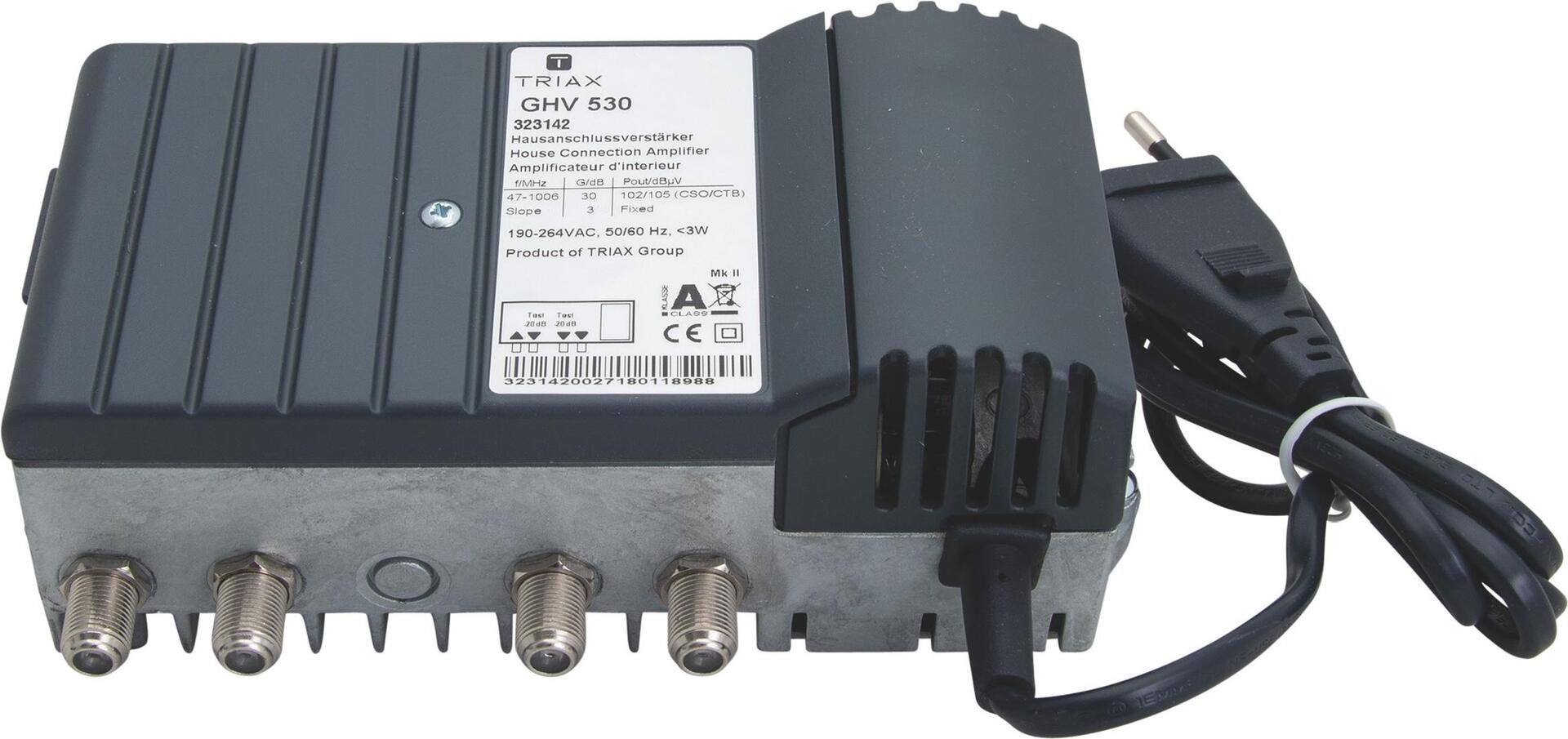 Triax GHV 530 Hausanschlussverstärker 20 dB Schwarz/Silber