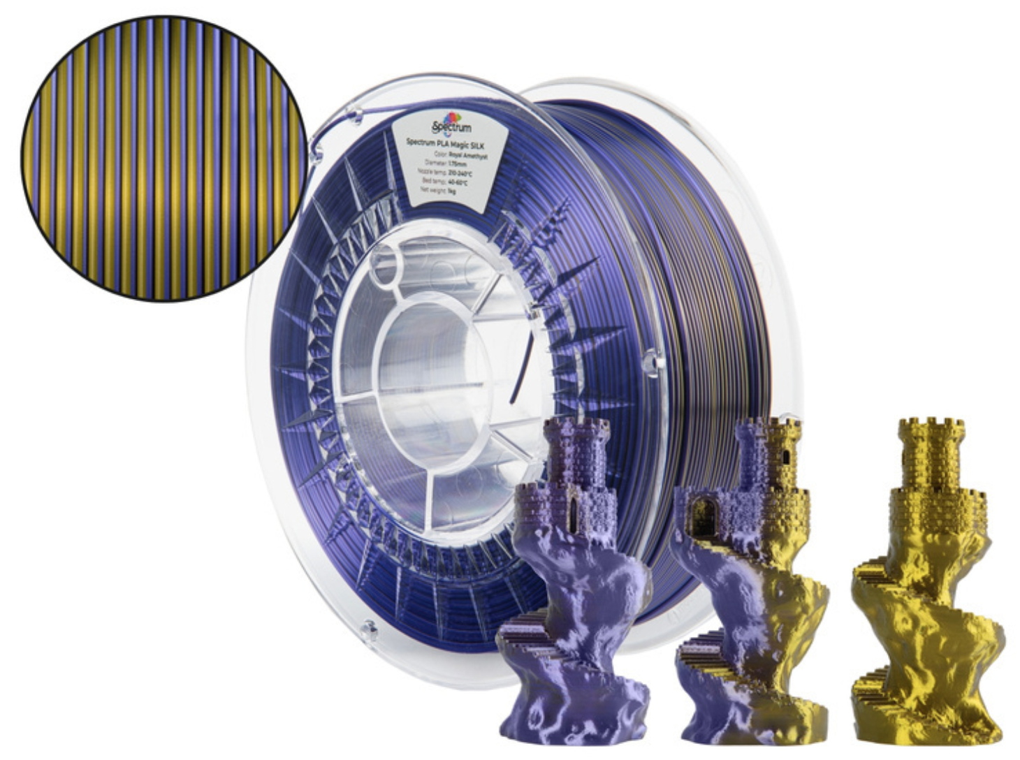 Spectrum Filaments PLA Magic SILK Filament 1.75mm 1kg Royal Amethyst