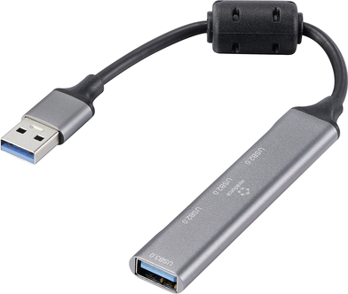 Renkforce RF-6250246 USB-Hub 3+1 Port USB-A USB 2.0 480 MBit/s mit Aluminiumgehäuse Schwarz RF-6250246 (RF-6250246)