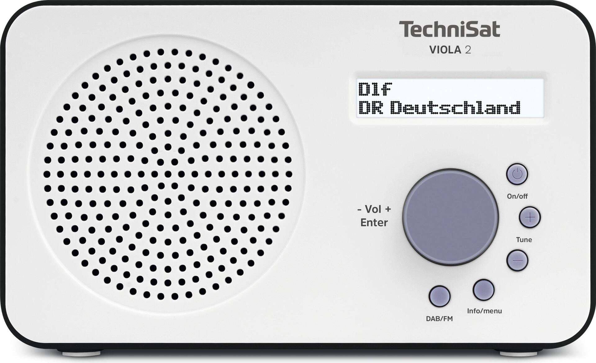 TechniSat VIOLA 2 tragbares DAB Radio (DAB+, UKW, Lautsprecher, Kopfhöreranschluss, zweizeiligem Display, Tastensteuerung, klein, 1 Watt RMS) weiß/schwarz (0000/3906)