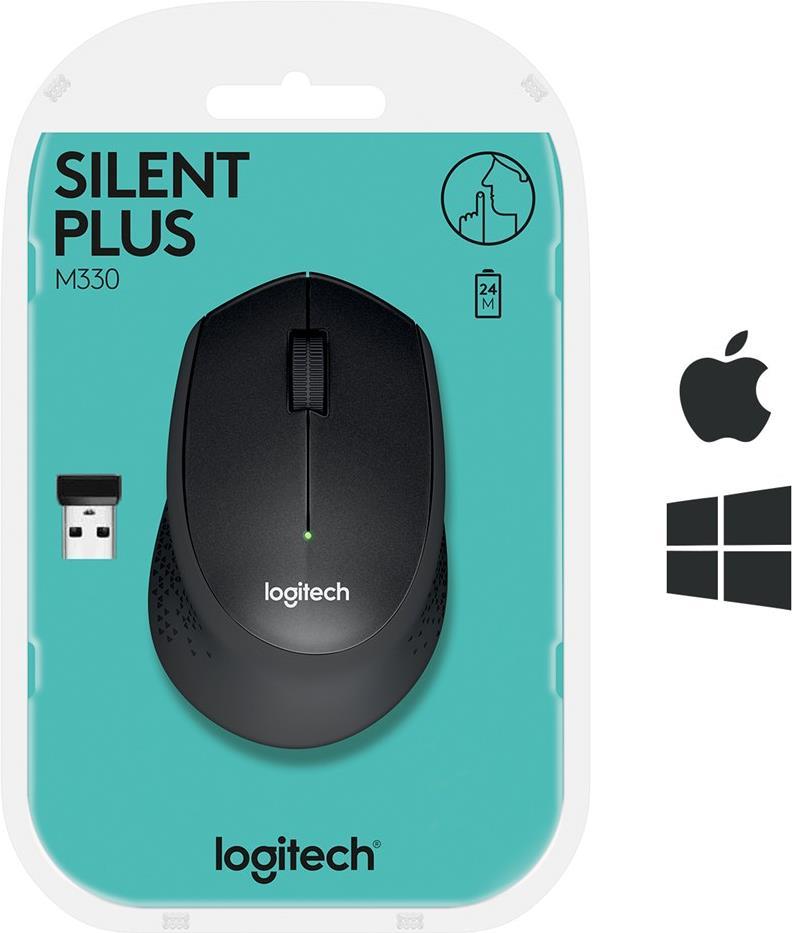 Logitech M330 Silent Plus Kabellose Maus 2,4 GHz Schwarz