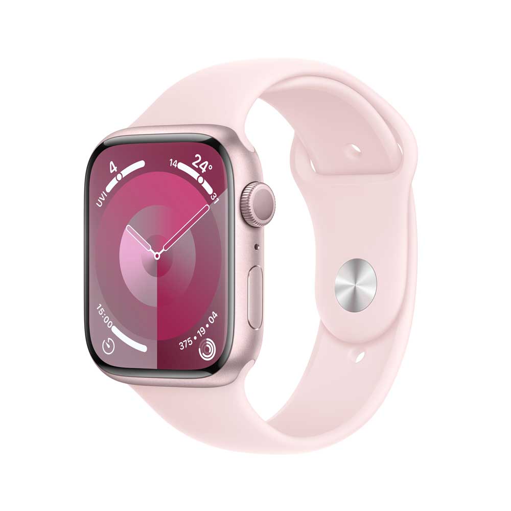 APPLE Watch Series 9 GPS 45mm Pink Aluminium Case with Light Pink Sport Band - M/L (MR9H3QF/A)