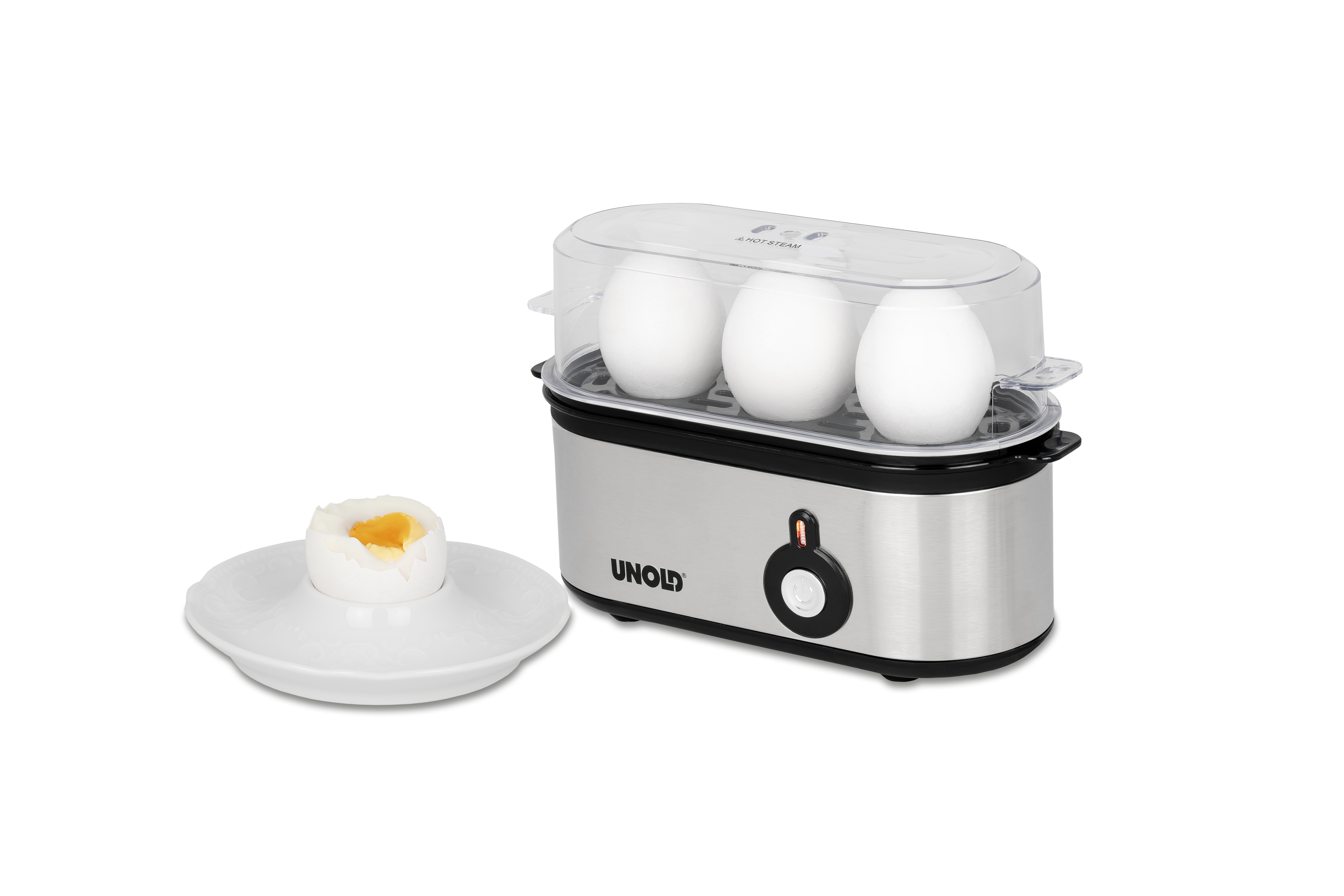 Unold 38610 Mini Eierkocher für 3 Eier 210 W Edelstahl Silber