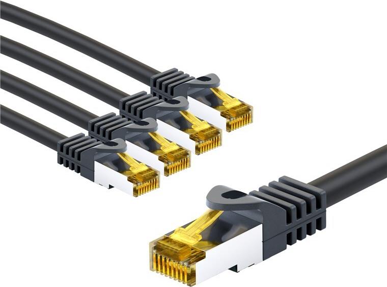 Goobay RJ45-Patchkabel CAT 6A S/FTP PiMF 500 MHz mit 7 Rohkabel 5 m schwarz (69406)