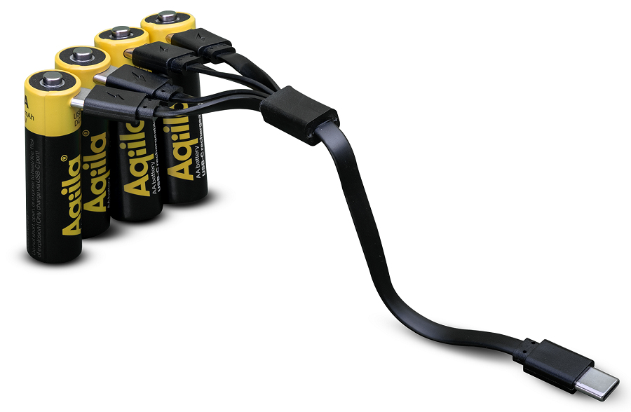 AQIILA AQ200AA367C4 AA Akku 2000 mAh 1,5 V USB-C Schwarz, Gelb