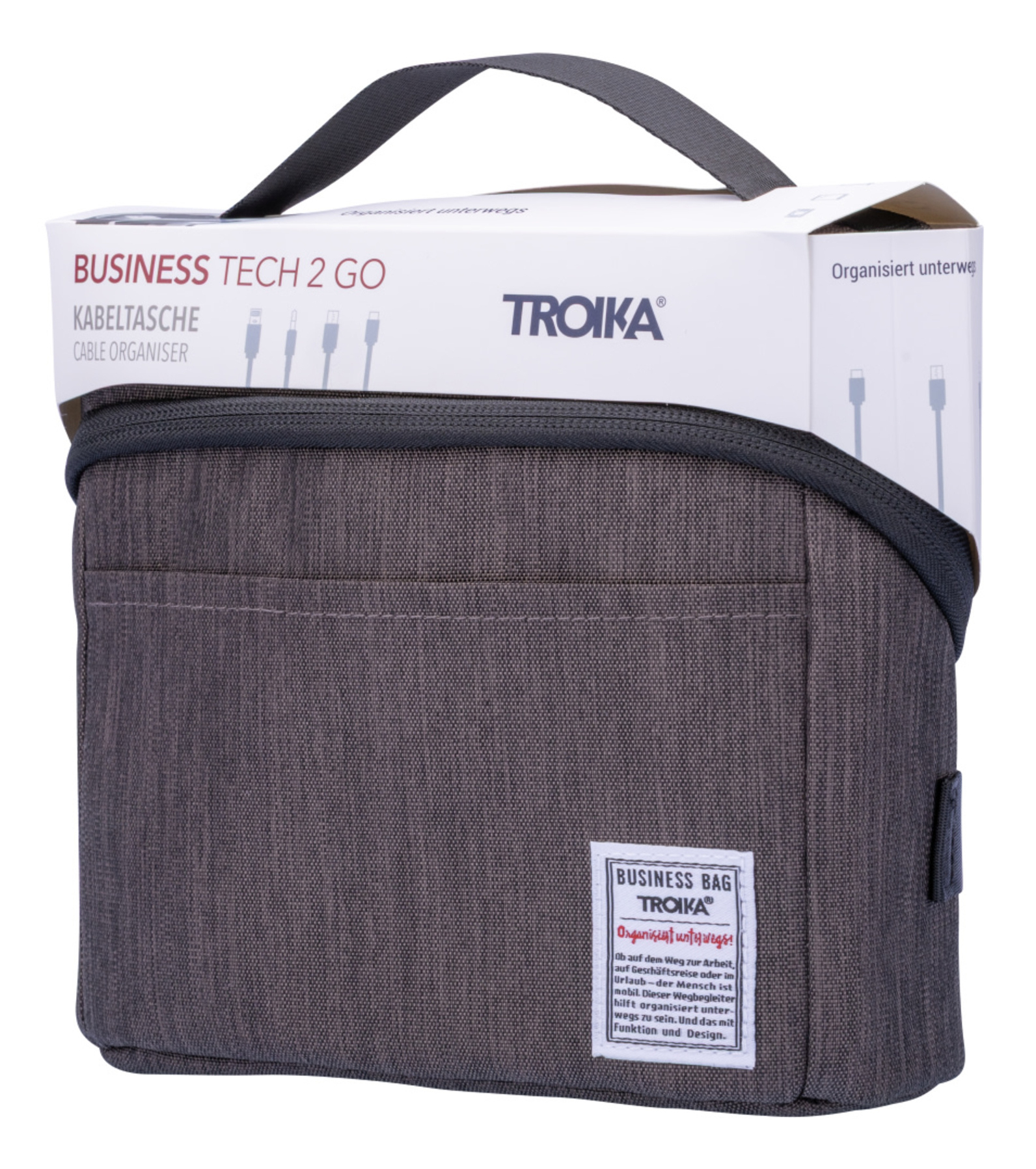 TROIKA BUSINESS TECH 2 GO Kabeltasche BBG72 Polyester Reißverschluss 70 x 200 x 190 mm Schwarz/Grau