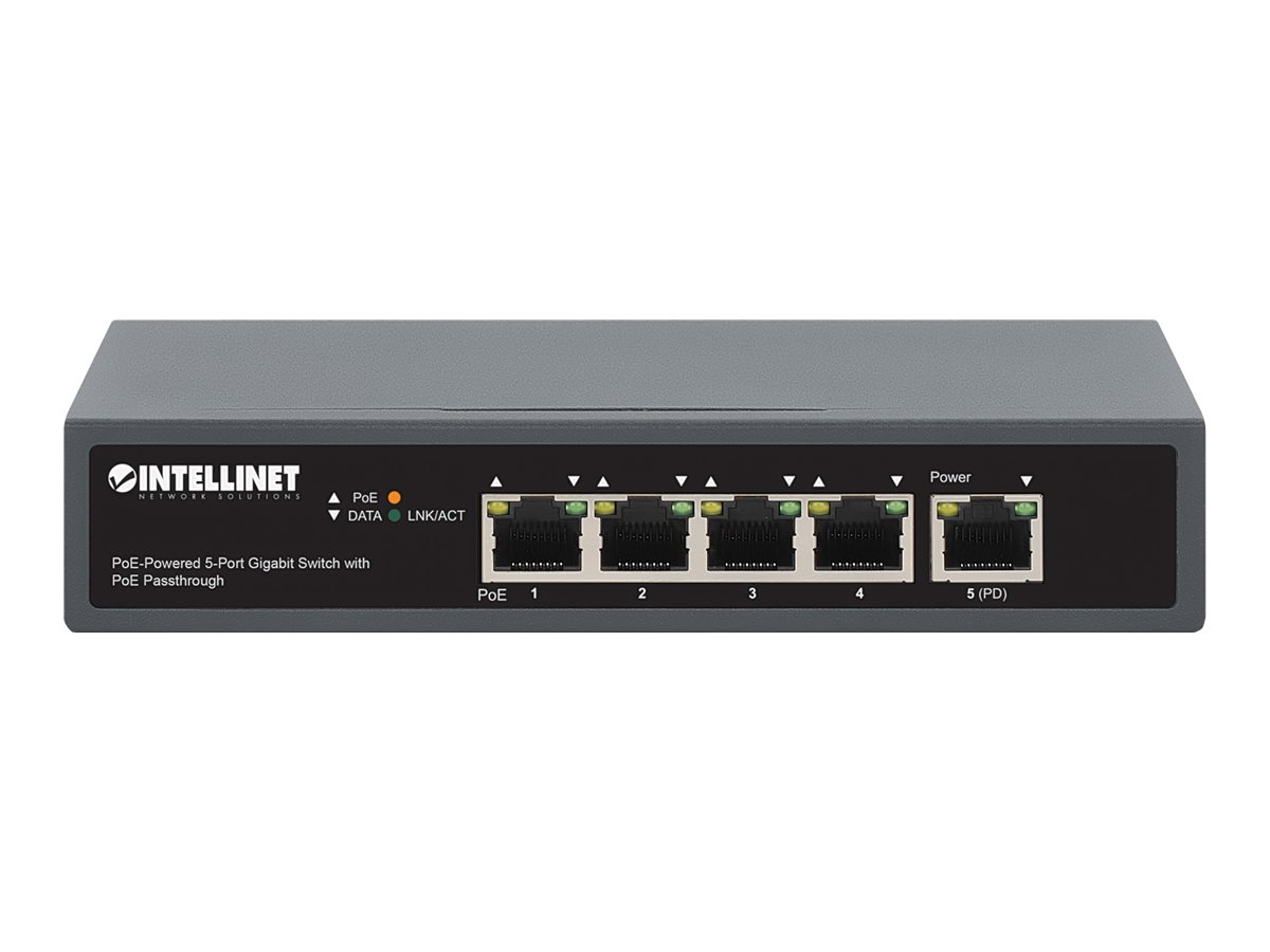 Intellinet 561808 4-Port Gigabit PoE+ Switch mit PoE-Passthrough Schwarz