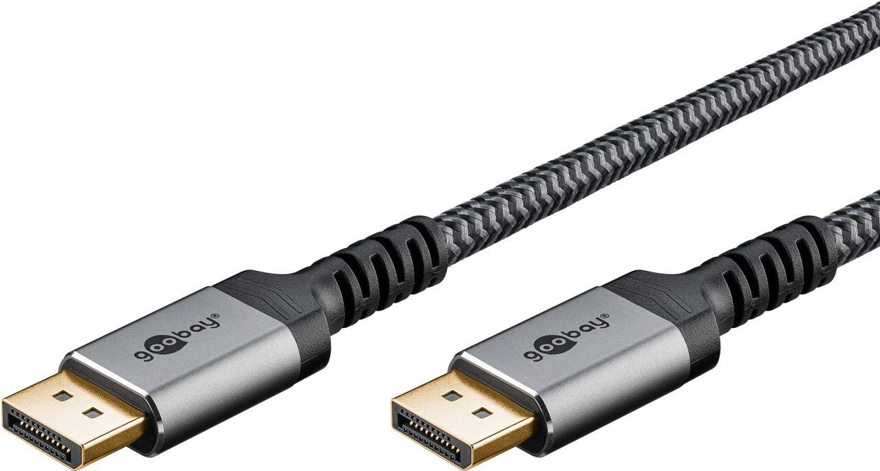 Goobay DisplayPort-Kabel, DP 1.4, 1 m, Sharkskin Grey (65264)