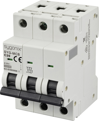 Sygonix SY-6441086 SYG-MCB 3P/C20/6KA Leitungsschutzschalter 3polig 20A 415V AC 6kA