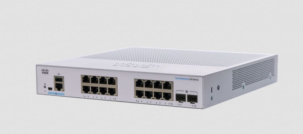 Cisco Business CBS250-16T-2G Smart Switch | 16 GE-Ports | 2 x 1G-SFP | Begrenzter Lebenszeitschutz (CBS250-16T-2G)