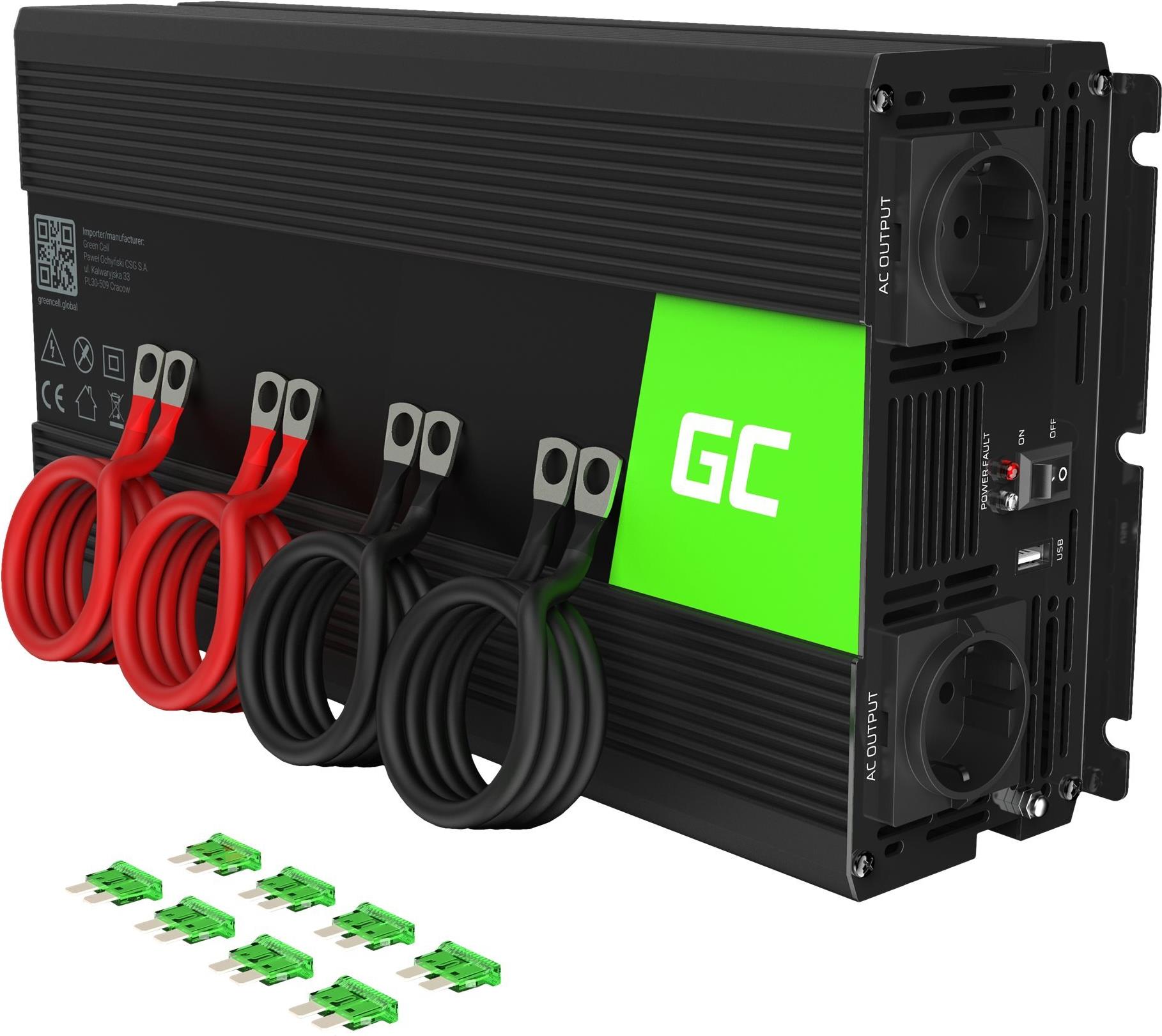Green Cell INV20 Wechselrichter DC 24 V auf 230 V 4000 W Schwarz