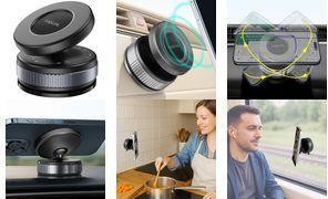 LogiLink Smartphone-Magnethalter, schwarz Twist-Lock-Vakuum-Saugnapf für festen Sitz auf glatten - 1 Stück (AA0197)