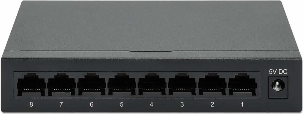 Intellinet 8-Port Gigabit Ethernet Desktop Switch, Metallgehäuse, Schwarz