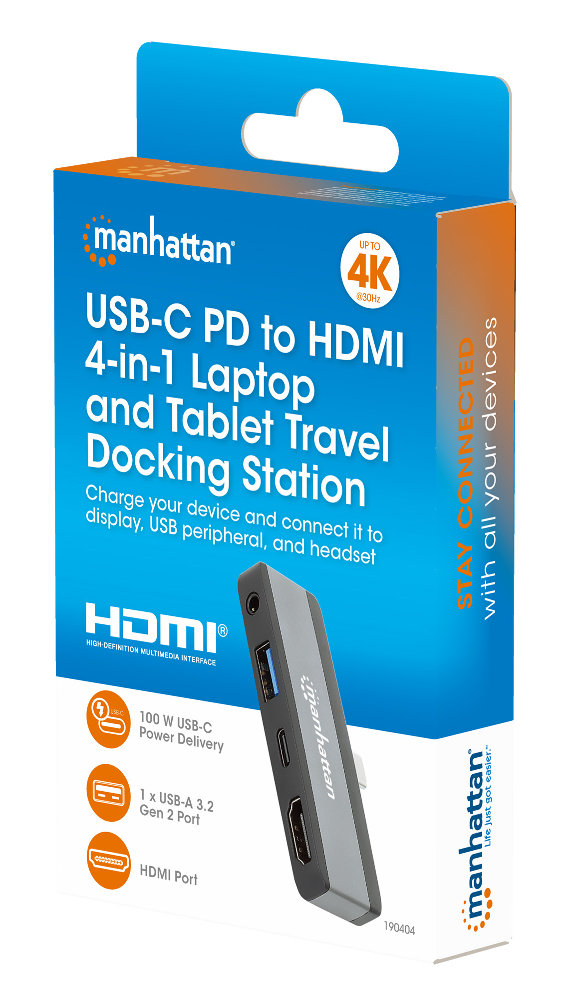 Manhattan 4-in-1 Dockingstation USB-C HDMI VGA Space-grau, Schwarz