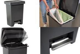 Rubbermaid Tret-Abfalleimer Premier Series, 71 Liter aus PE, rechteckig, abgerundete Ecken, anthrazitfarbenes - 1 Stück (2181031)