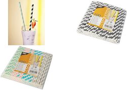 PAPSTAR Papier-Trinkhalm "Stripes", 200 mm, farbig sortiert aus Papier, Länge: 200 mm, Durchmesser: 6 mm, nachhaltig - 1 Stück (87011)