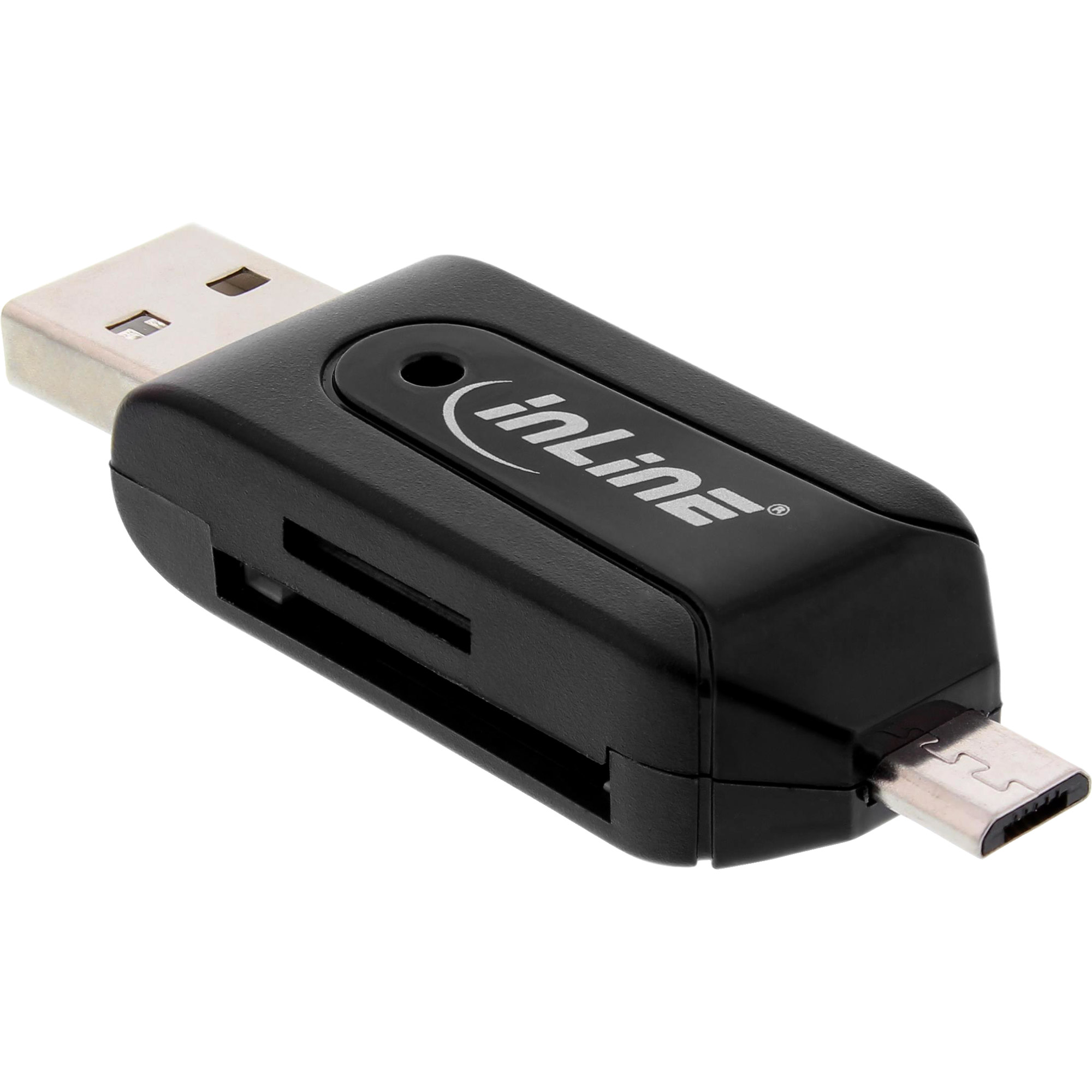 InLine OTG Dual Kartenleser SD microSD 104 Mbit/s Schwarz