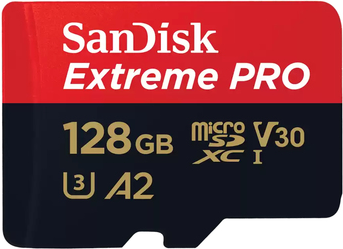 SanDisk Extreme® PRO 128GB (Flash-Speicherkarte microSDXC mit SD-Adapter UHS-I U3, A2, Class 10, Video Speed Class 30) (SDSQXCD-128G-GN6MA)