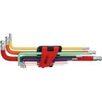 KS TOOLS Werkzeuge-Maschinen GmbH Doppel-Kugelkopf-Innensechskant-Winkelstiftschlüssel-Satz, extrem lang, 9-tlg (151.3222)