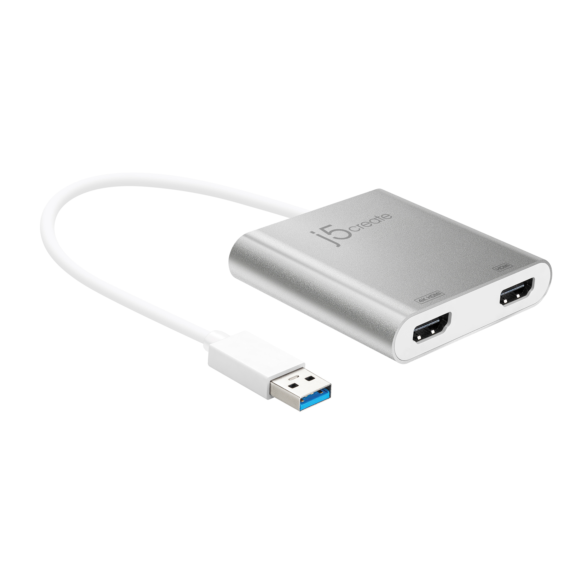 j5create JUA365-N USB-Grafikadapter 2x HDMI 4K Silber