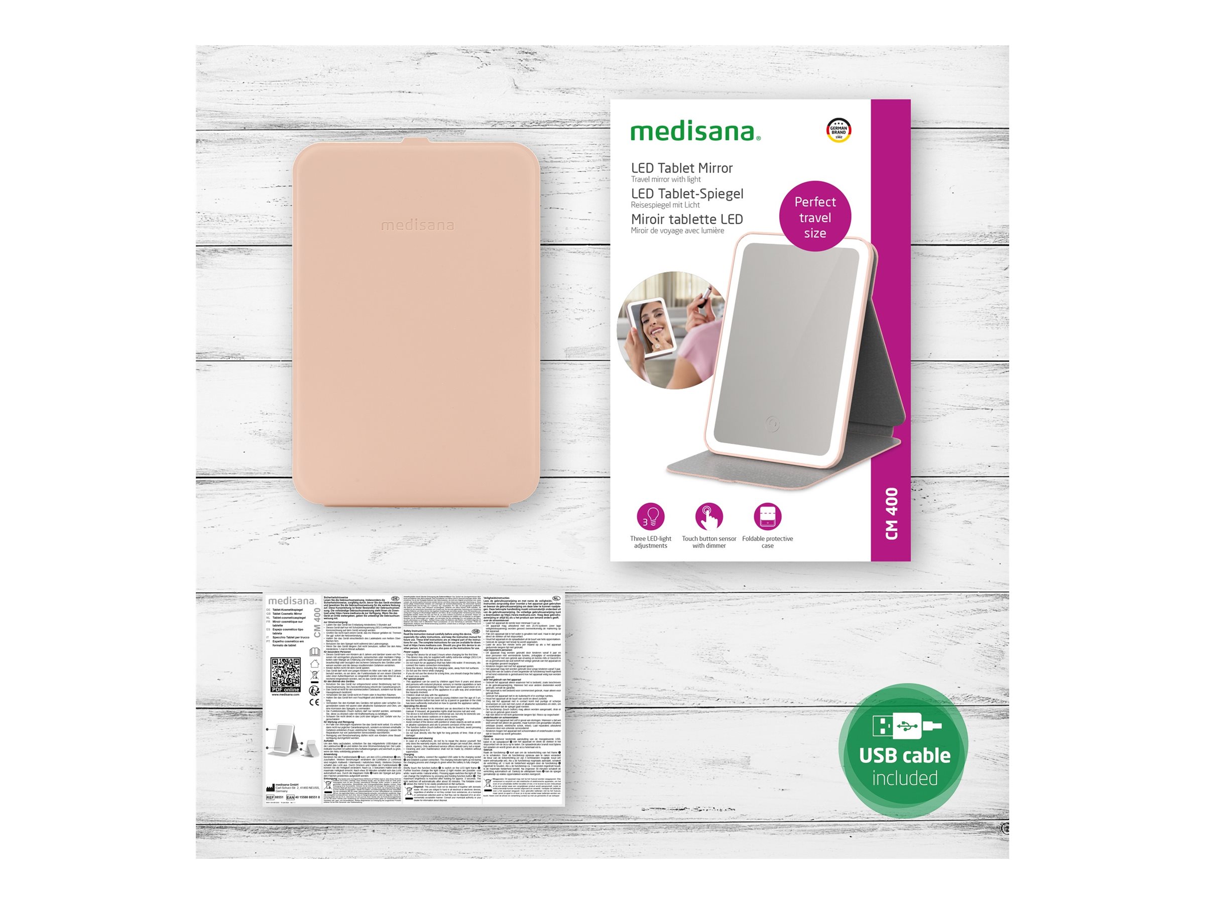 Medisana CM 400 Kosmetikspiegel LED Rosa