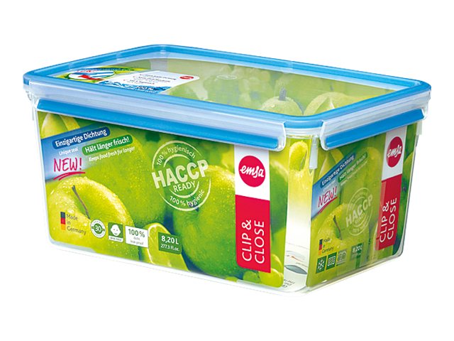 EMSA CLIP & CLOSE Maxiformat Frischhaltedose 8,2 L Transparent/Blau