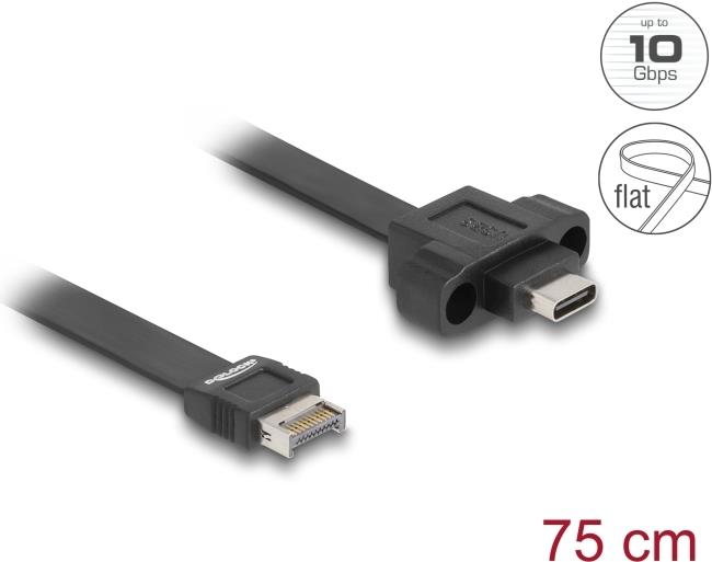 Delock USB 10Gbps Flachbandkabel Typ-E Key A 20 Pin ST> USB-C BU Einbau 0 (85760)