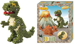 Hama Bügelperlen midi 3D "Dinos", Geschenkpackung Durchmesser Bügelperle midi: 5,0 mm - 1 Stück (00003250)