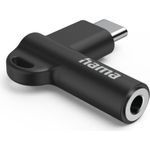 Hama Aux-Adapter USB-C – 3,5-mm-Klinke-Buchse, 90° Winkelstecker, Schwarz (00201701)