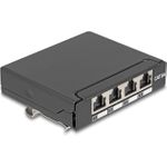 Delock Mini Desktop Patchpanel RJ45 Buchse 4 Port Cat.6A geschirmt schwarz - zur Montage an (90378)