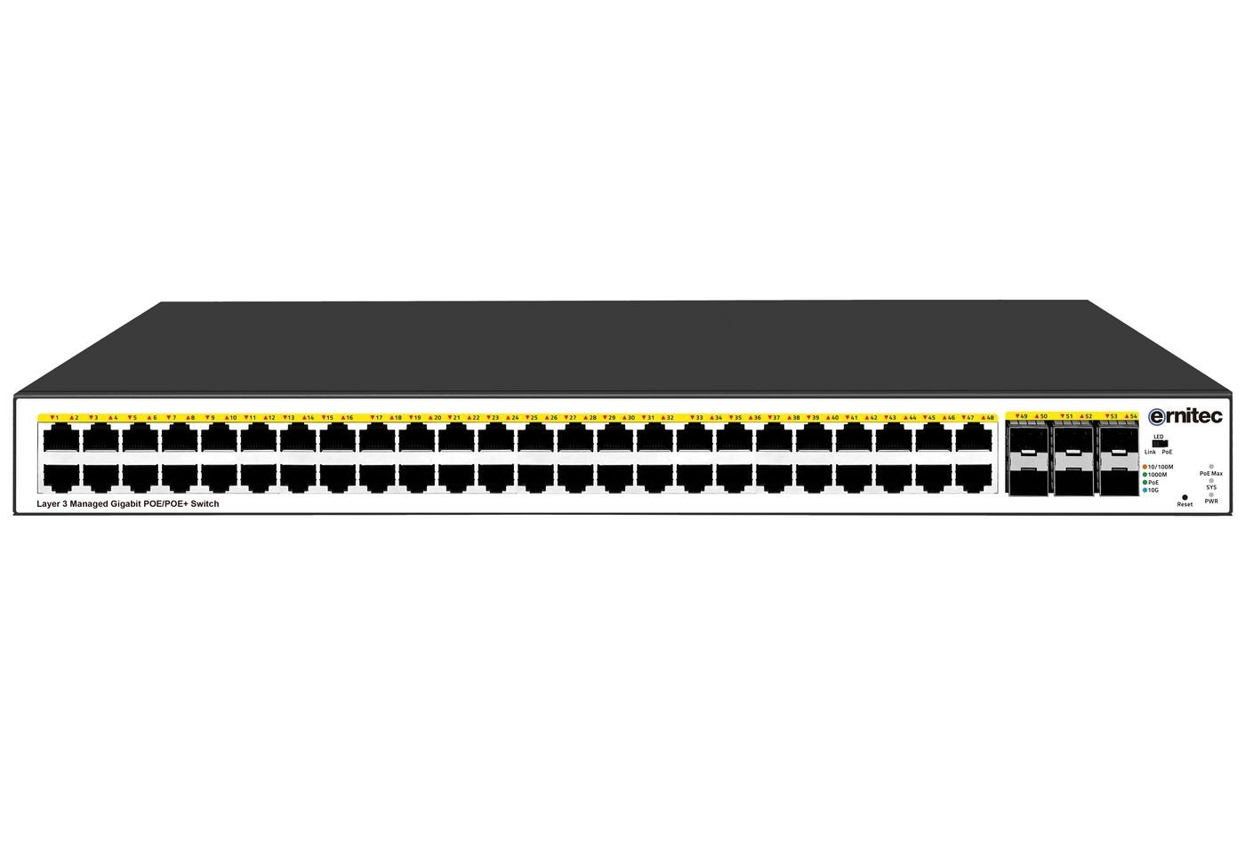 Ernitec ELECTRA-M248-1GB-900W Managed L3 Switch 48-Port 1 Gbps PoE 900 W Schwarz