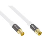 Antennenkabel SmartFLEX, IEC/Koax Stecker an Buchse, vergoldet, vierfach geschirmt, Schirmmaß 120dB, weiß, 1m, Good Connections® (GC-M2041)