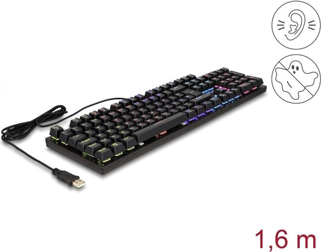 Delock Mechanische USB Gaming Tastatur kabelgebunden 1.6 m schwarz mit RGB (12115)