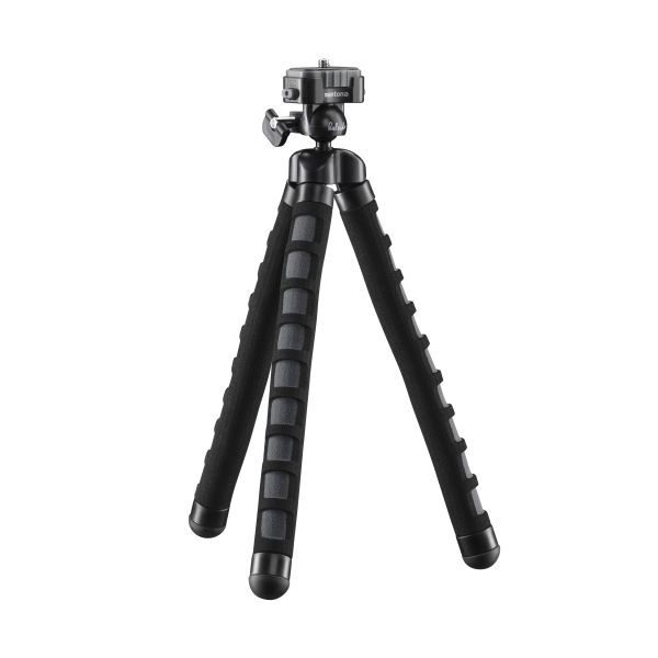 mantona kaleido Flex Mini-Flexstativ 27 cm mit 360° Kugelkopf Schwarz, Grau