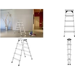 Hailo Alu-Doppelstufenleiter D60 StandardLine, 2 x 5 Stufen Sicherheitsleiter, zwei Aufstiegsmöglichkeiten, rutschsicher - 1 Stück (8655-007)