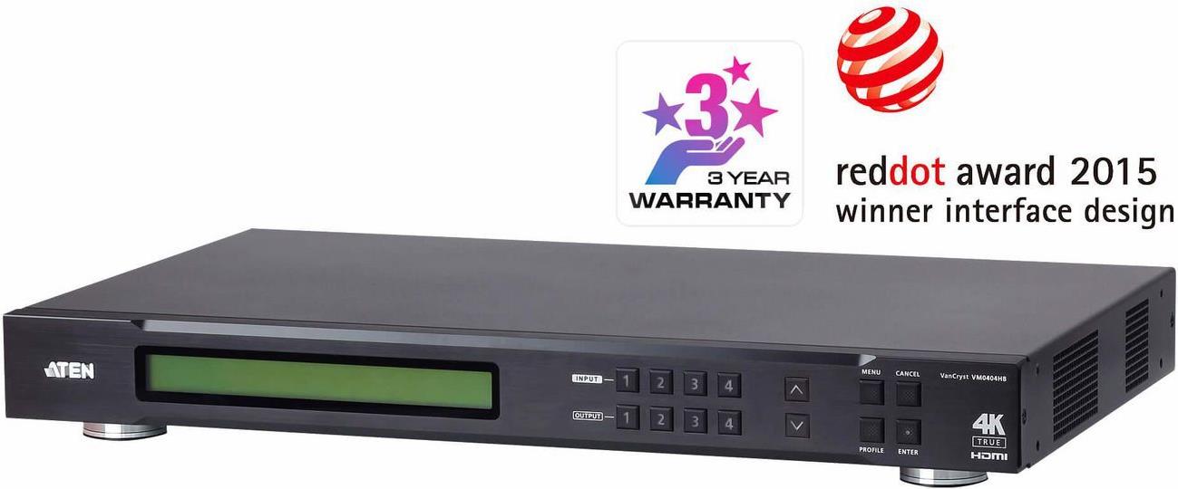 ATEN VanCryst VM0404HB 4 x 4 True 4K HDMI Matrix Switch Schwarz
