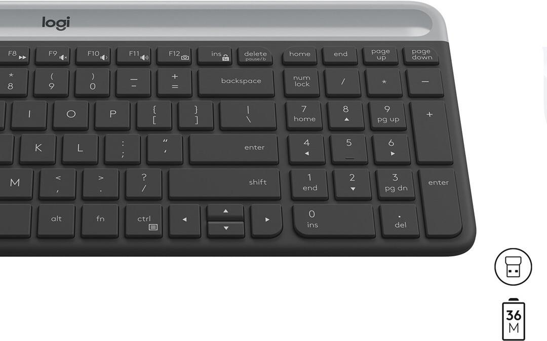 Logitech Slim Wireless Combo MK470 Slim Tastatur-und-Maus-Set 2,4 GHz QWERTY US International Graphite