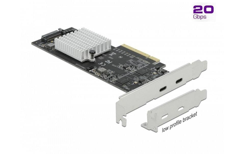 Delock 89009 PCI Express x8 Karte 2x USB-C 3.2 Gen 2x2 20 Gbps Low Profile