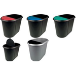 helit Papierkorb "the double", oval, PE, ohne Deckel,schwarz mit umlaufendem Griffrand, Teil 1: 20 Liter für Altpapier - 1 Stück (H6103795)