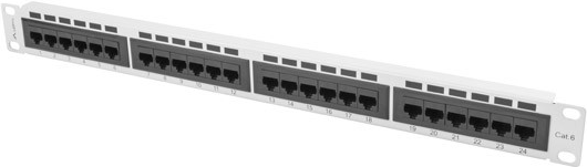 Lanberg Patchpanel 24-Port 1U 48,30cm (19") Cat. 6 UTP grau (PPU6-1024-S)