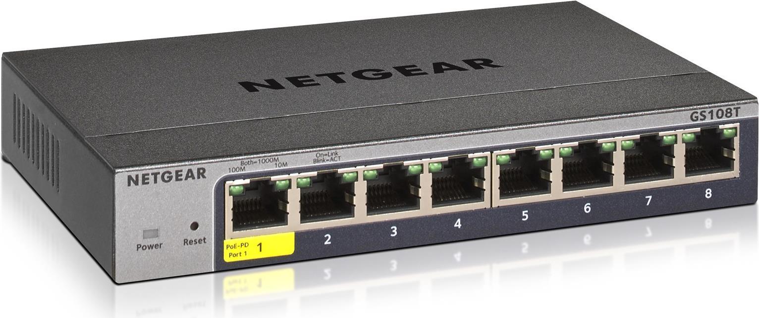 Netgear GS108Tv3 Managed L2 Gigabit Ethernet (10/100/1000) Grau (GS108T-300PES)