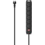 Hama Steckdosenleiste, 6-fach, für außen IP44, Schalter, Wandmontage, 2 m, Schw. (00223065)