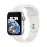 Apple Watch SE (GPS) - 44 mm - Aluminium, Silber - intelligente Uhr mit Sportband - Flouroelastomer - weiß - Bandgröße: regelmäßig - 32GB - Wi-Fi, Bluetooth - 32,9 g (MNK23FD/A)